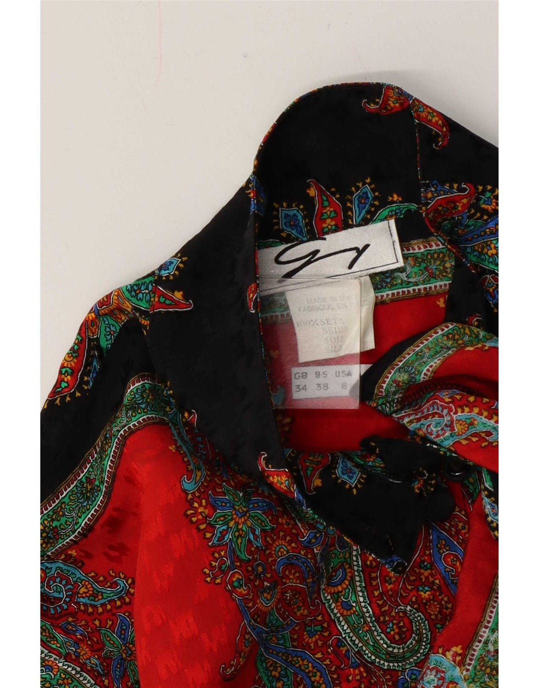 Camicetta camicia da donna Genny UK 14 Seta Paisley multicolore media