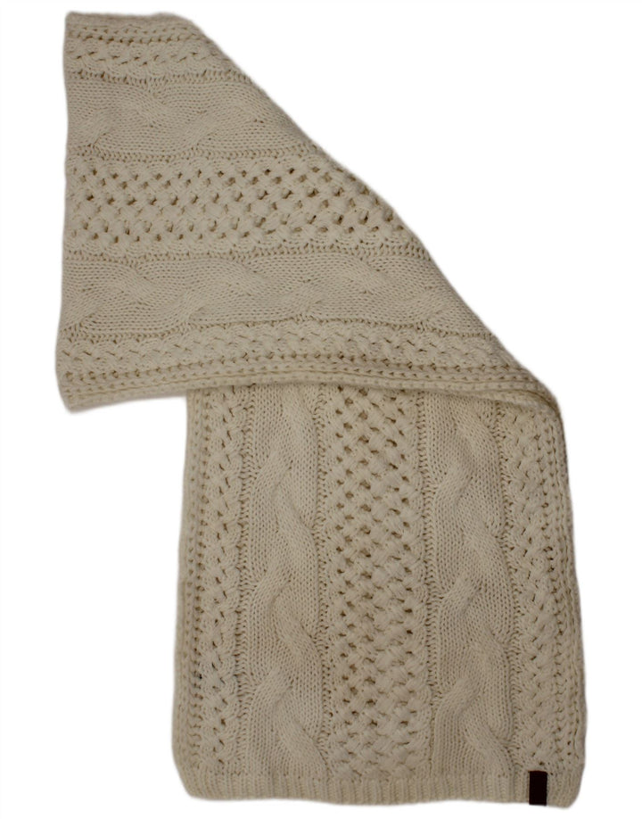 Sciarpa rettangolare da donna Superdry in maglia, taglia unica, in acrilico bianco sporco