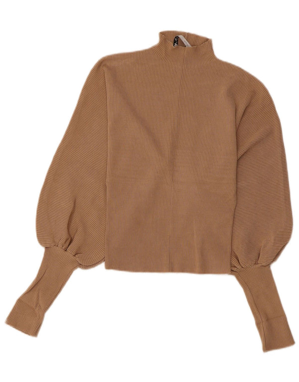 Maglione corto da donna Zara con collo dolcevita UK 12 Viscosa marrone medio