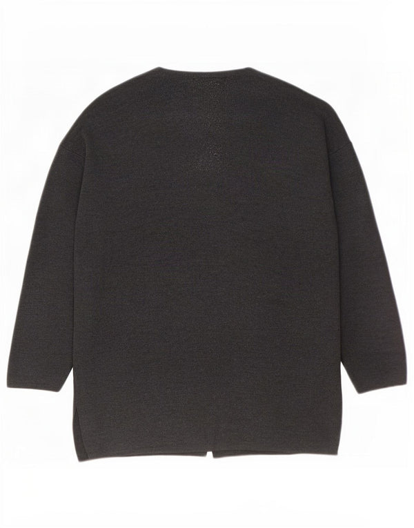 Maglione cardigan oversize da donna Benetton UK 16 Large Grey Wool