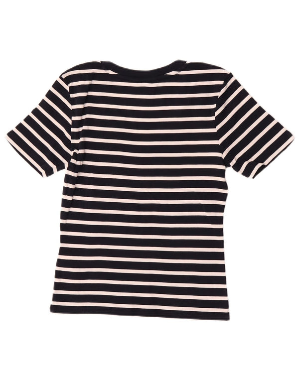 T-shirt corta da donna Tommy Hilfiger Top UK 10 piccolo cotone a righe nere