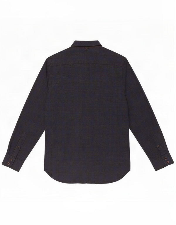 Ted Baker Mens Shirt Size 2 Small Navy Blue Check Cotton