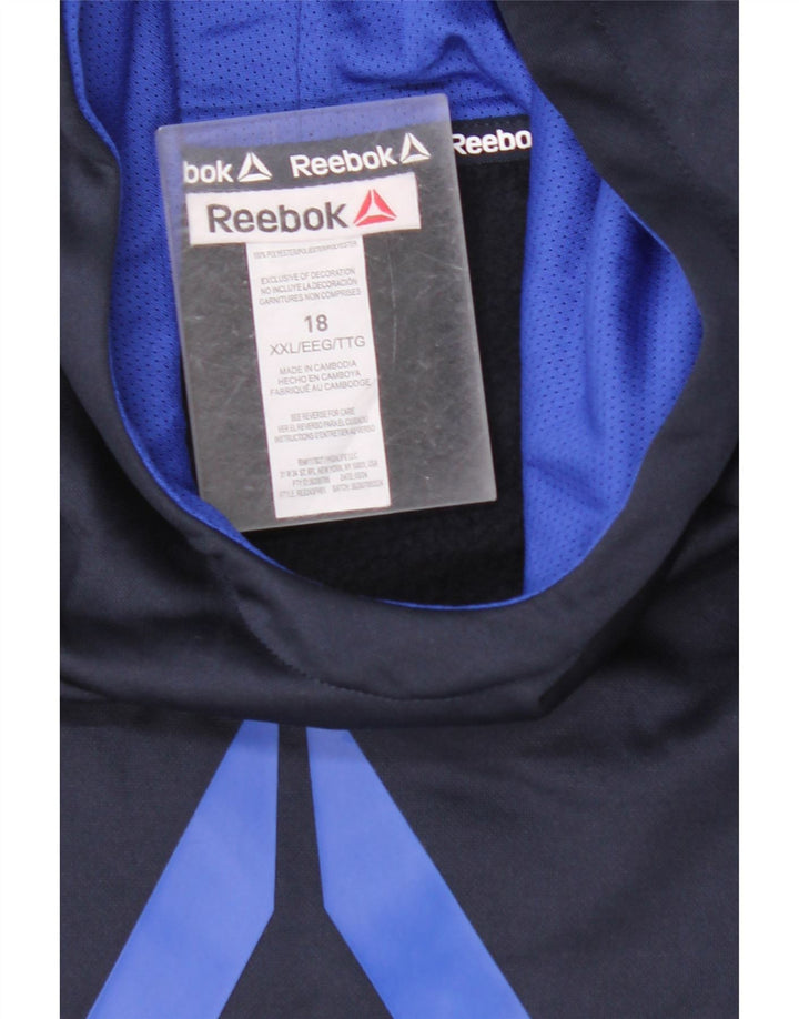 Maglione con cappuccio grafico REEBOK per ragazzi 15-16 anni 2XL poliestere blu navy