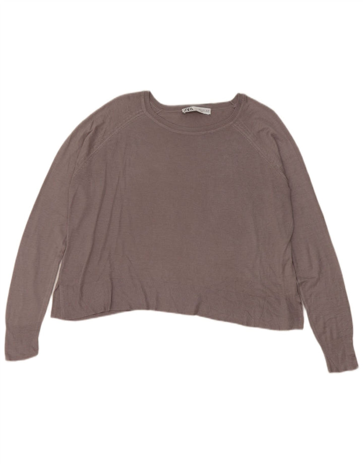 Blusa oversize da donna Zara Top UK 10 piccola viscosa grigia