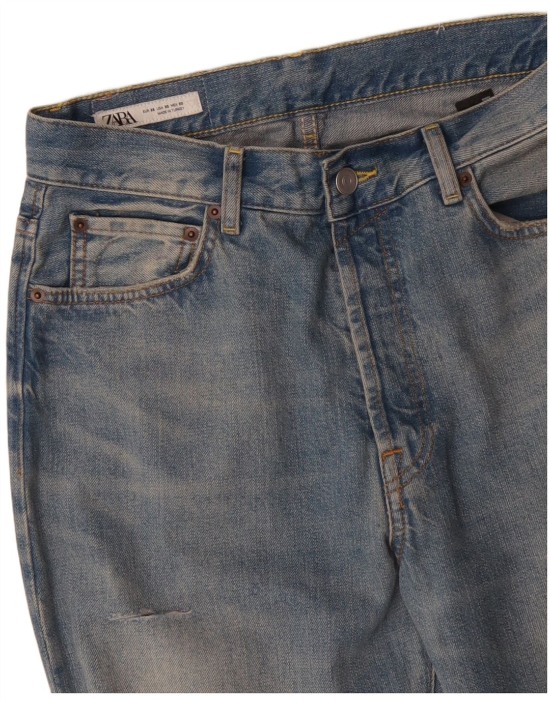 Jeans dritti effetto vissuto ZARA da uomo EU 38 piccolo W30 L33 blu