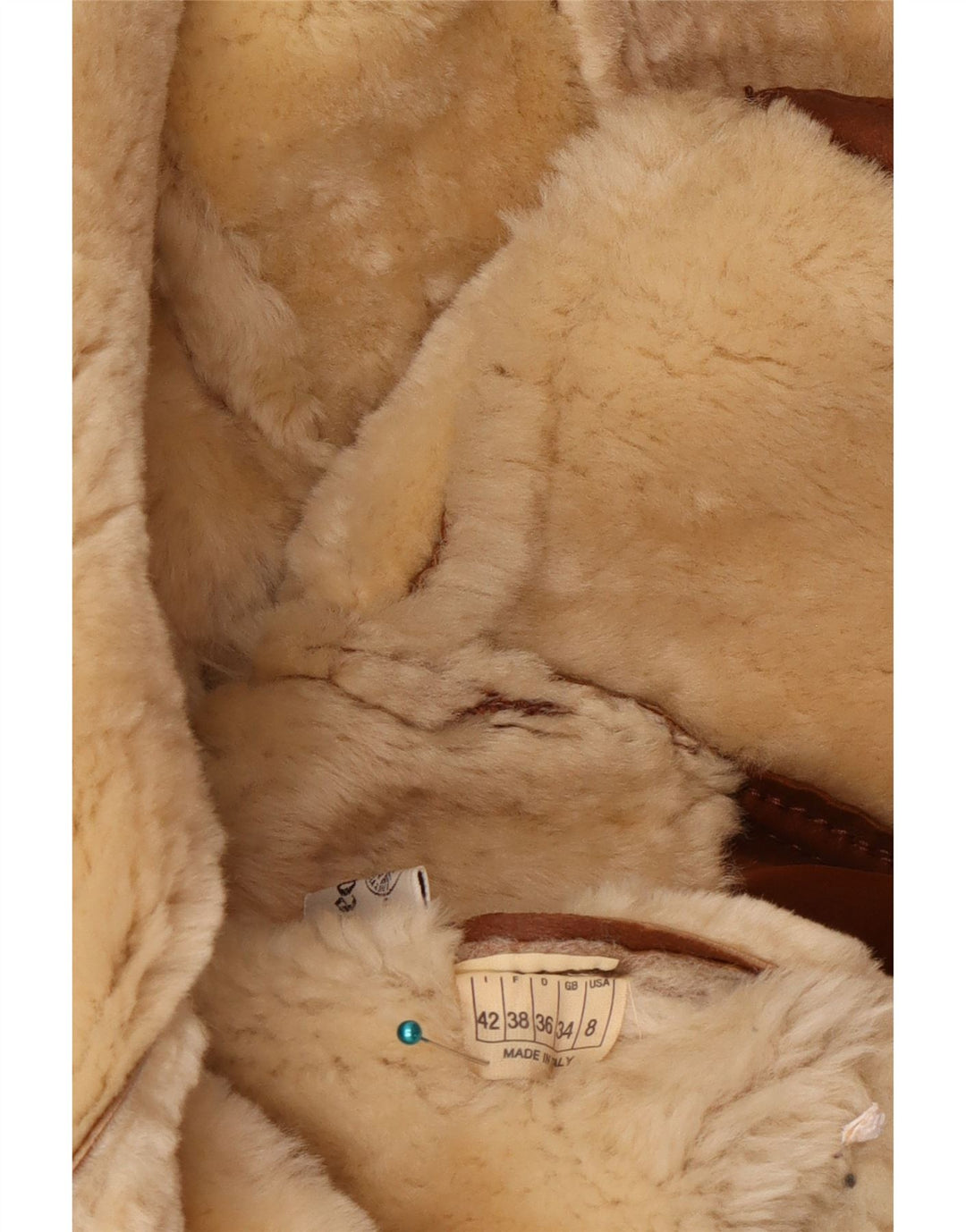 Giubbotto oversize in shearling vintage da donna US 8 in pelle marrone medio