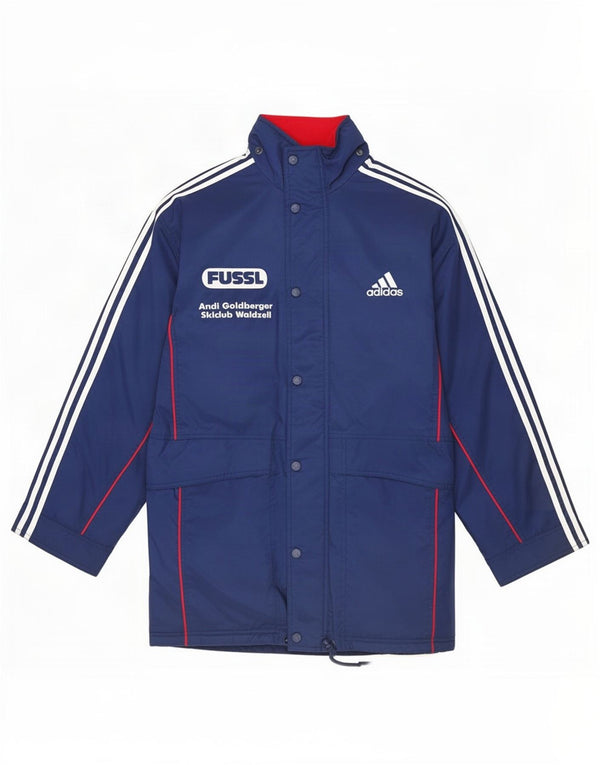 Giacca a vento con cappuccio grafica Adidas da ragazzo 15-16 anni in poliammide blu navy