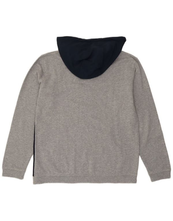 Felpa con cappuccio grafica DC da uomo con zip e collo, grande, in cotone color block grigio