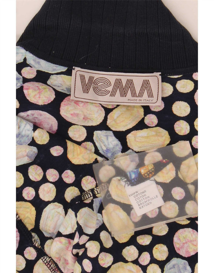 Camicetta vintage da donna a maniche corte UK 14 media multicolore maculata