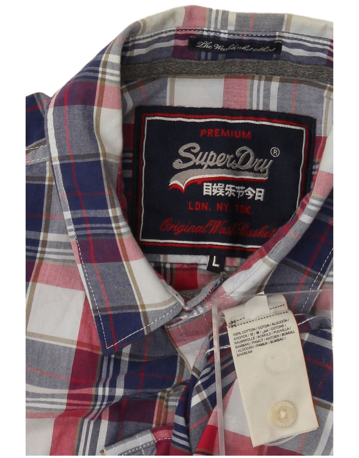 Camicia a maniche corte da uomo SUPERDRY in cotone a quadri multicolori grandi