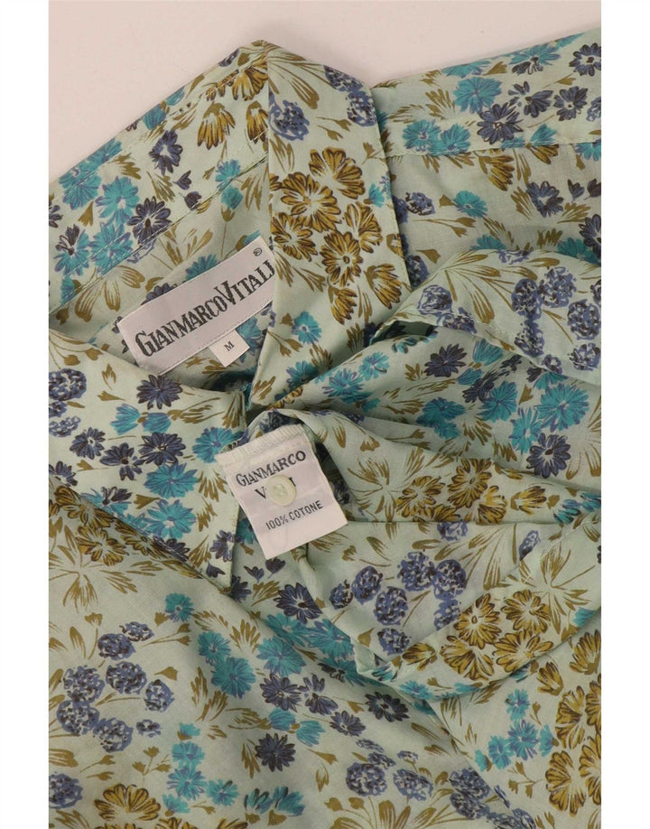 Camicia vintage da uomo in cotone floreale verde medio
