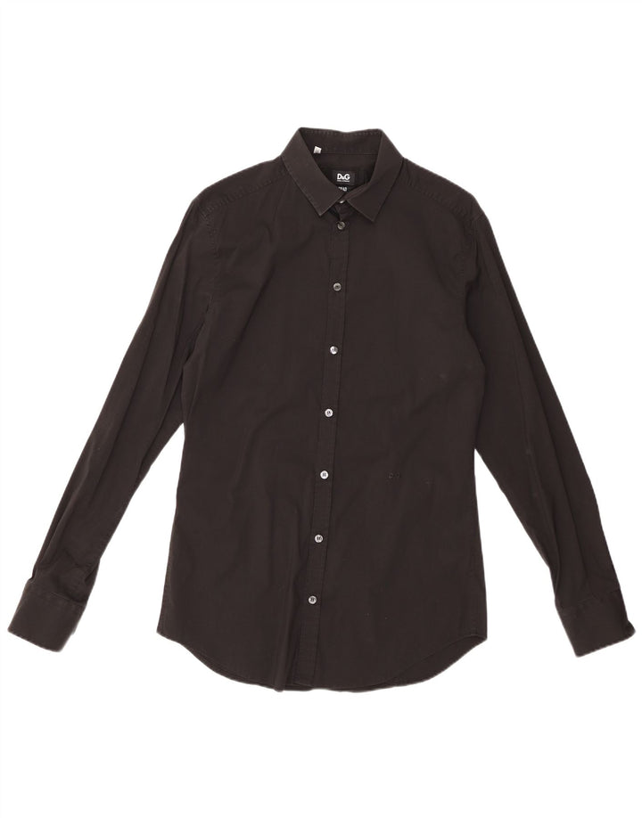 DOLCE & GABBANA Camicia da uomo Taglia 16 41 Grande Cotone Nero