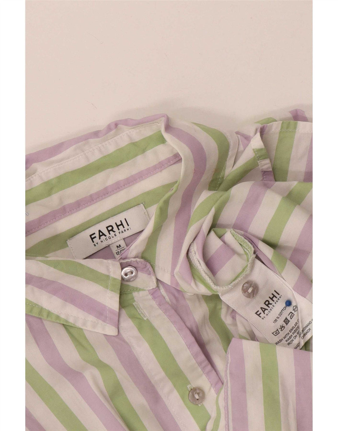 Camicia da donna Nicole Farhi UK 14 Cotone a righe multicolore medio
