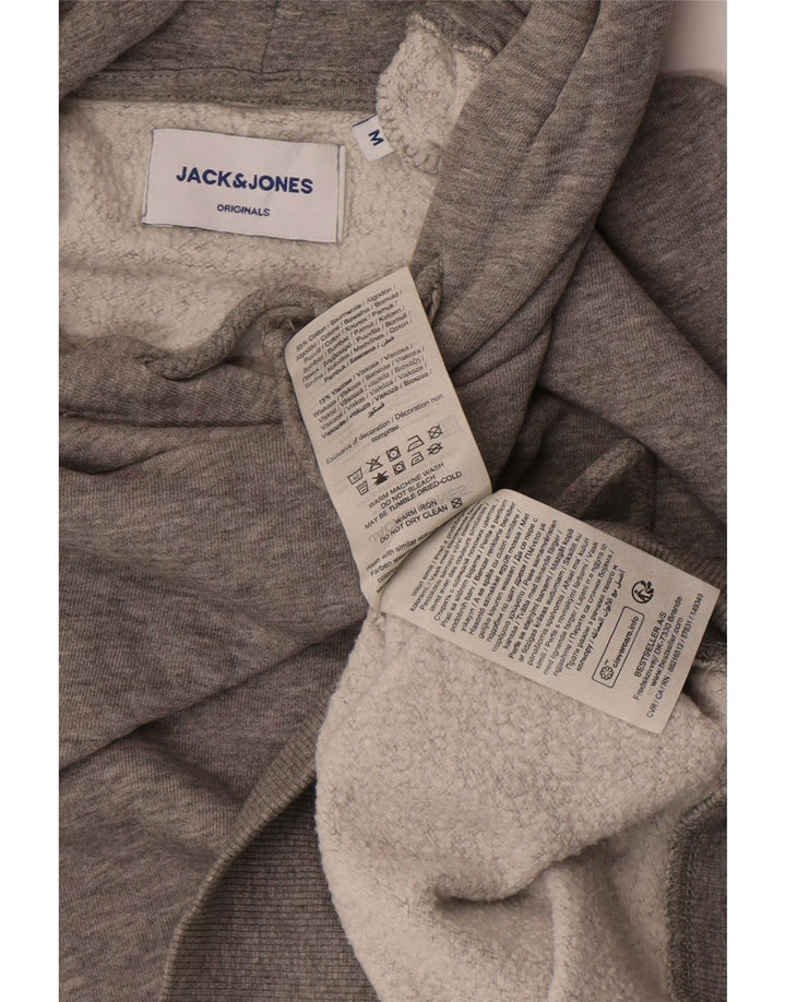 Maglione con cappuccio da uomo Jack & Jones in cotone chiazzato grigio medio