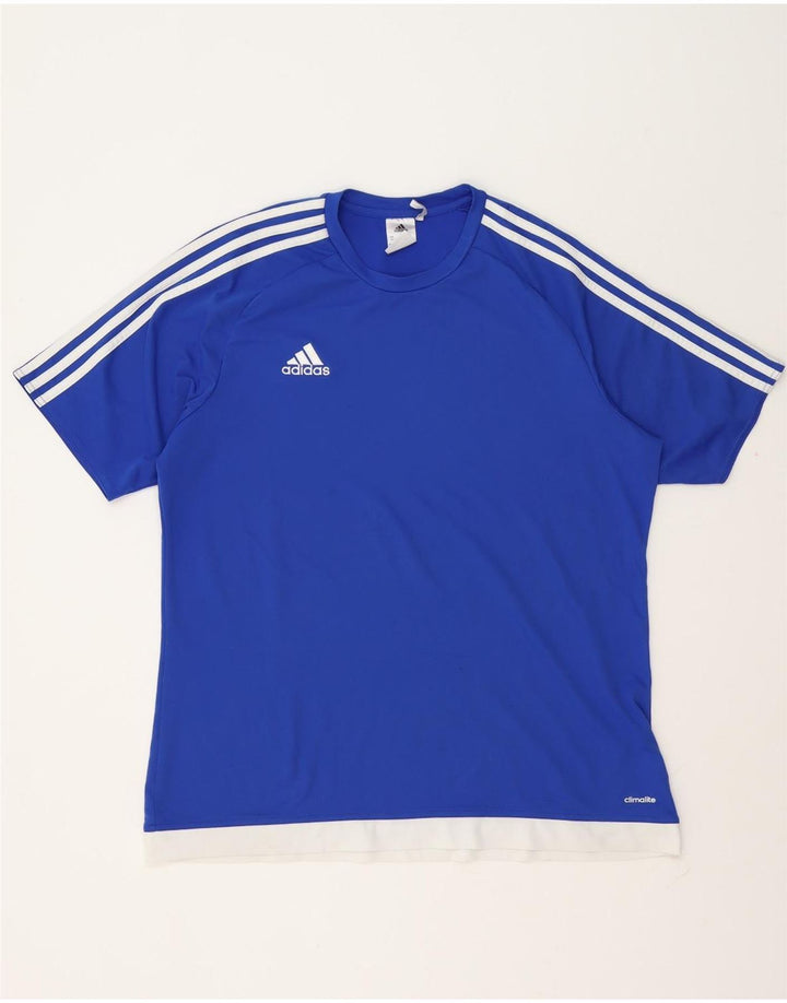 Adidas Uomo Climalite T-shirt Top XL Blu Colourblock Poliestere