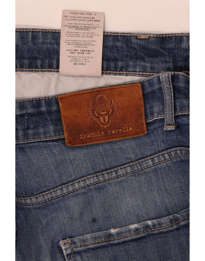 Jeans slim invecchiati da uomo Frankie Morello W34 L29 cotone blu