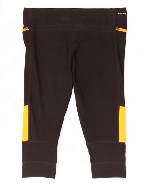 Leggings Nike Dri Fit Capri da donna UK 18 XL cotone color block nero