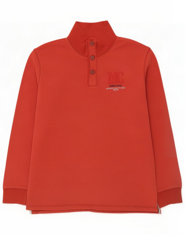 Marlboro Classics Mens Graphic Button Neck Sweatshirt Jumper XL Red Cotton