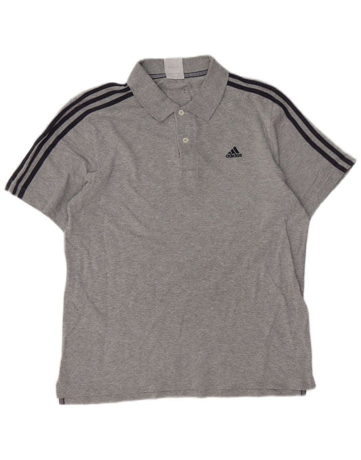 Polo ADIDAS da uomo in cotone grigio medio