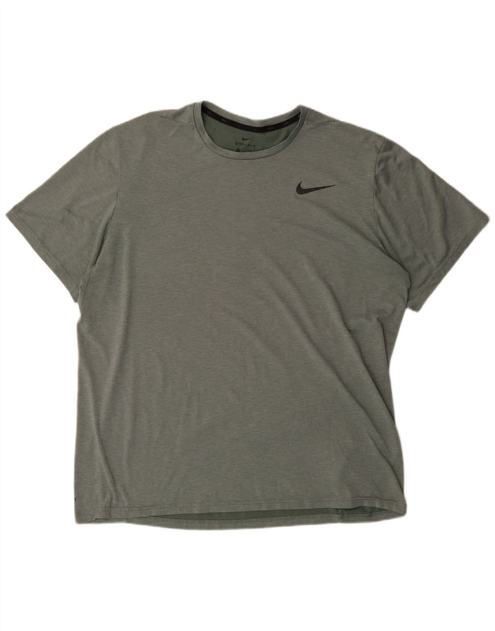 NIKE Mens Dri Fit T-Shirt Top 2XL Green Cotton