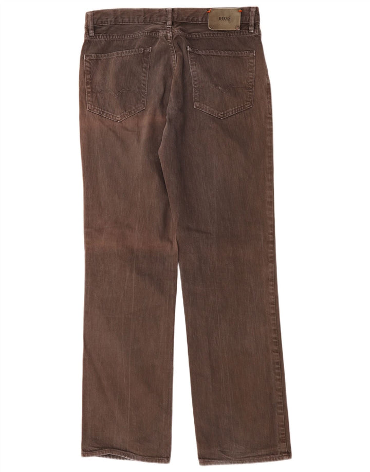 Jeans dritti da uomo vestibilità regolare Hugo Boss W34 L33 cotone marrone