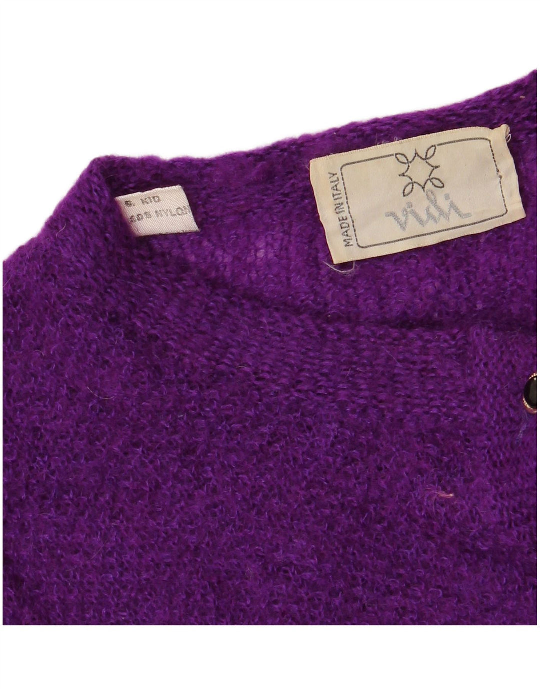 Maglione cardigan da donna VINTAGE UK 12 Nylon viola medio