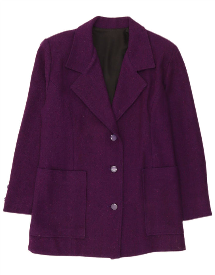 Giacca blazer vintage da donna a 3 bottoni UK 12 viola medio