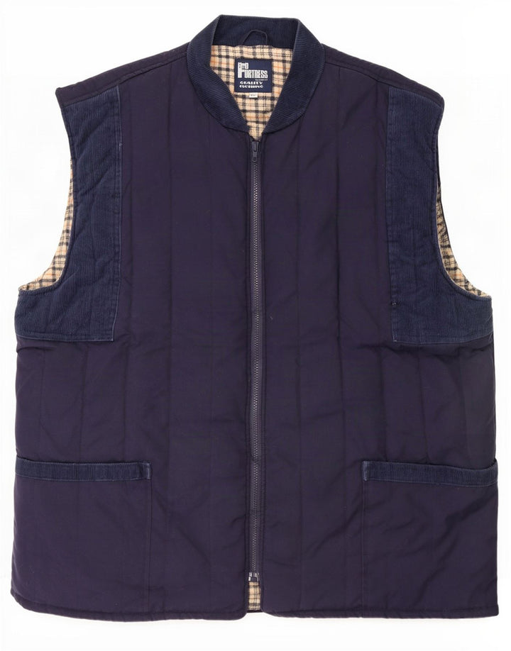 Gilet trapuntato da uomo Castle UK 44 2XL poliestere blu navy