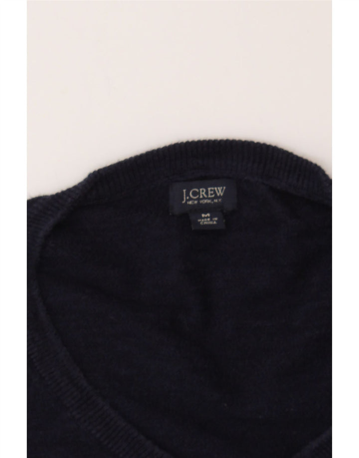 J. CREW Mens V-Neck Jumper Sweater Medium Navy Blue Cotton Vintage J. Crew and Second-Hand J. Crew from Messina Hembry 