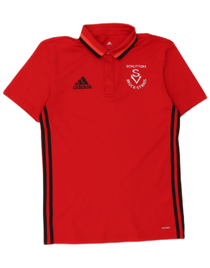 Polo grafica Adidas Climalite da uomo piccola rossa