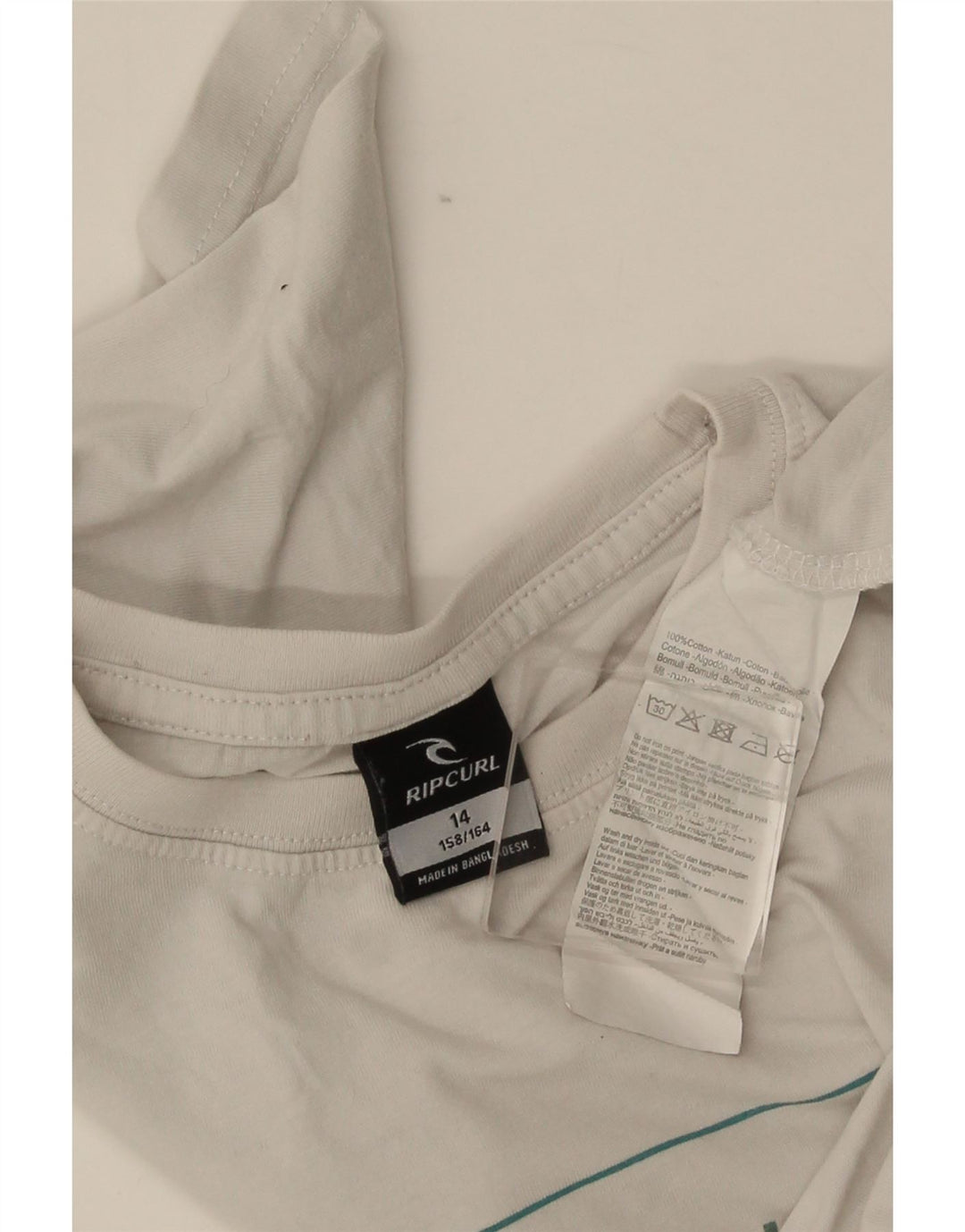 T-shirt grafica da ragazzo Rip Curl Top 13-14 anni in cotone bianco