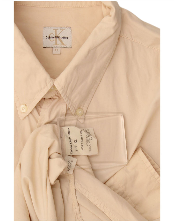 Camicia da uomo Calvin Klein Jeans XL in cotone beige