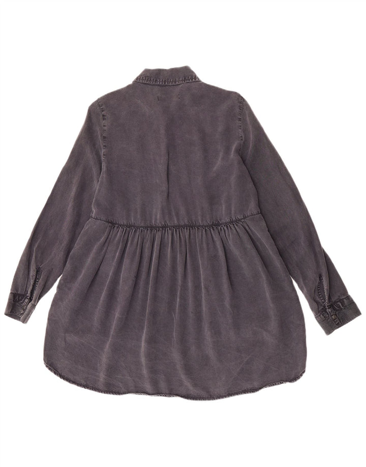 Top tunica in denim a maniche lunghe da donna Zara UK 10 piccolo Lyocell nero