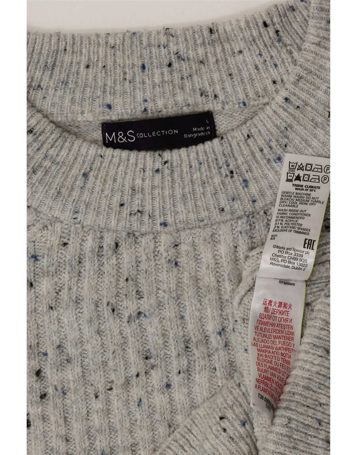 Maglione maglione girocollo da donna Marks & Spencer UK 16 grande grigio screziato
