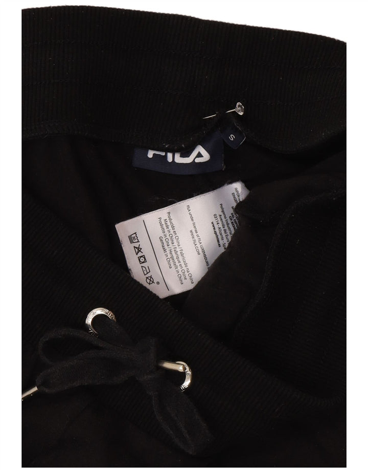 Pantaloni da ginnastica con grafica Fila da donna, pantaloni da jogging, piccoli, in poliestere nero