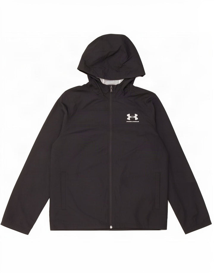 Giacca antipioggia con cappuccio da ragazzo Under Armour 11-12 anni grande poliestere nero