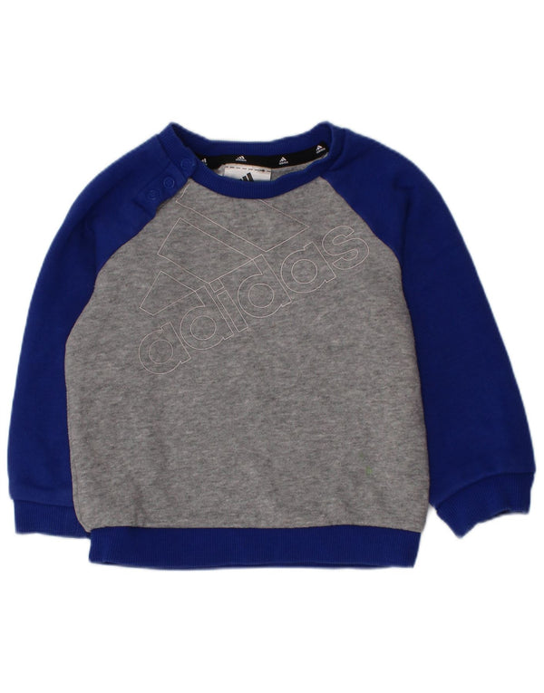 Adidas Baby Boys Graphic Sweatshirt Jumper 9-12 Months Grey Colourblock