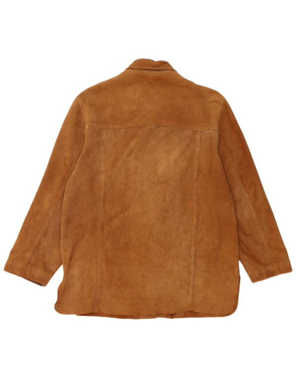 Giacca vintage in pelle scamosciata da donna IT 42 in pelle marrone medio