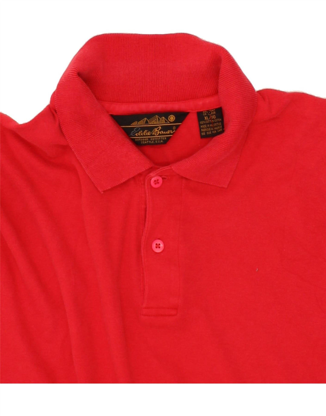 EDDIE BAUER Mens Tall Polo Shirt XL Red Cotton Vintage Eddie Bauer and Second-Hand Eddie Bauer from Messina Hembry 