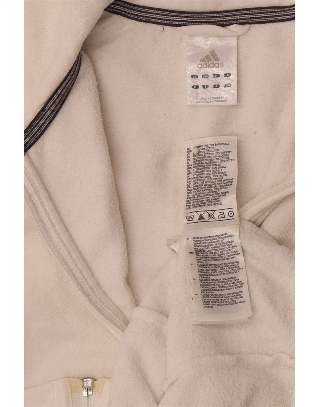 Giacca da tuta da donna Adidas UK 12 cotone bianco medio