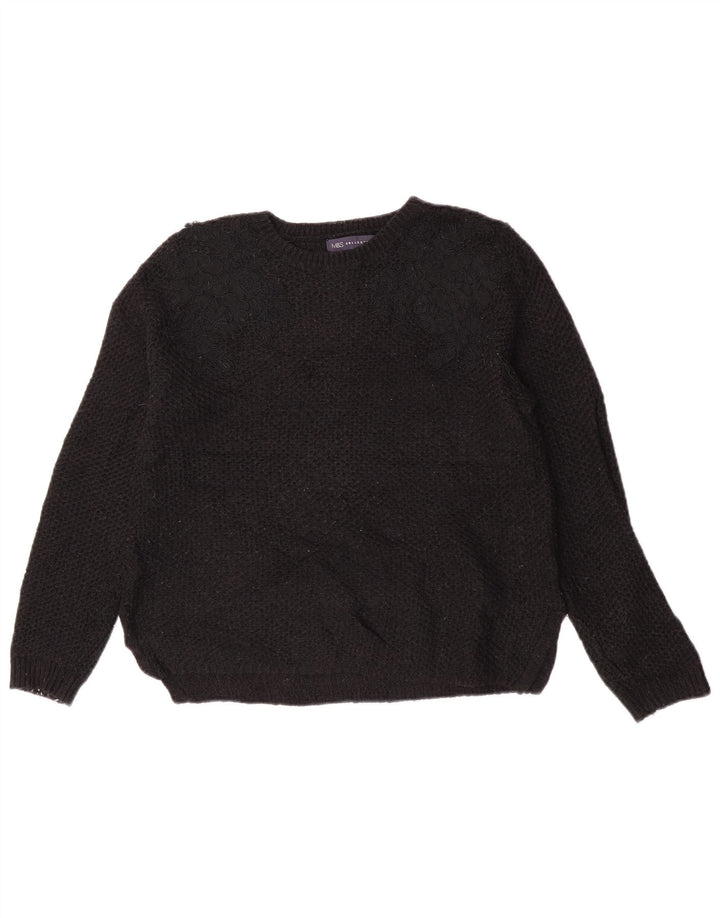 Maglione maglione con scollo a barca da donna Marks & Spencer UK 12 medio nero floreale