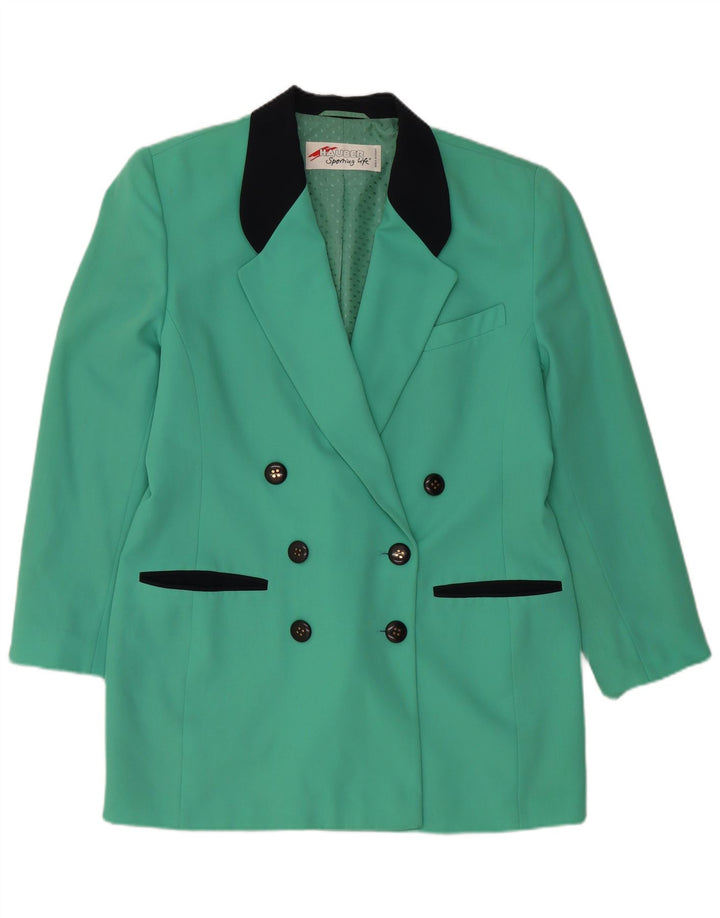Giacca blazer doppiopetto da donna HAUBER UK 16 grande turchese