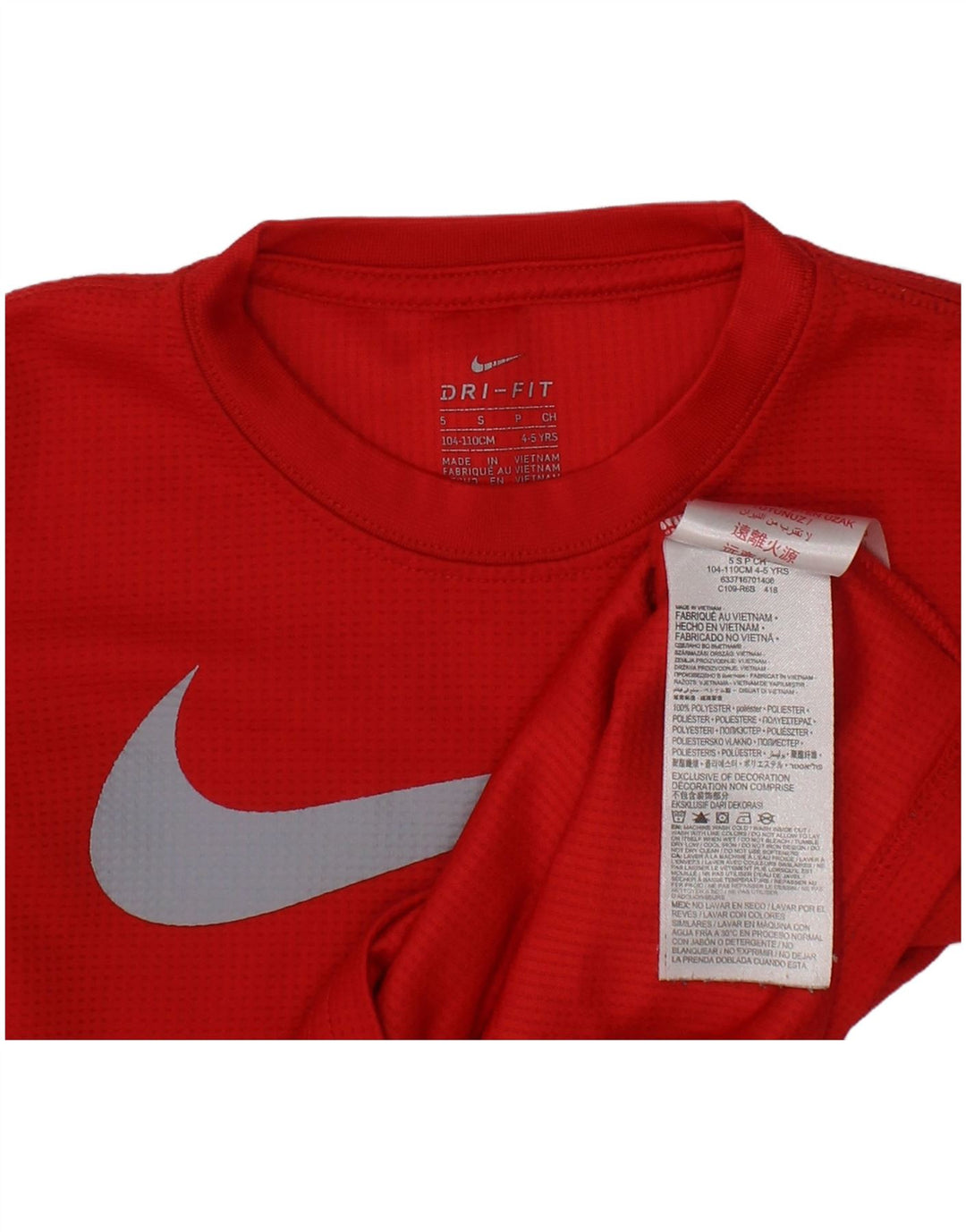 Top grafico Nike da ragazzo a maniche lunghe 4-5 anni in poliestere rosso