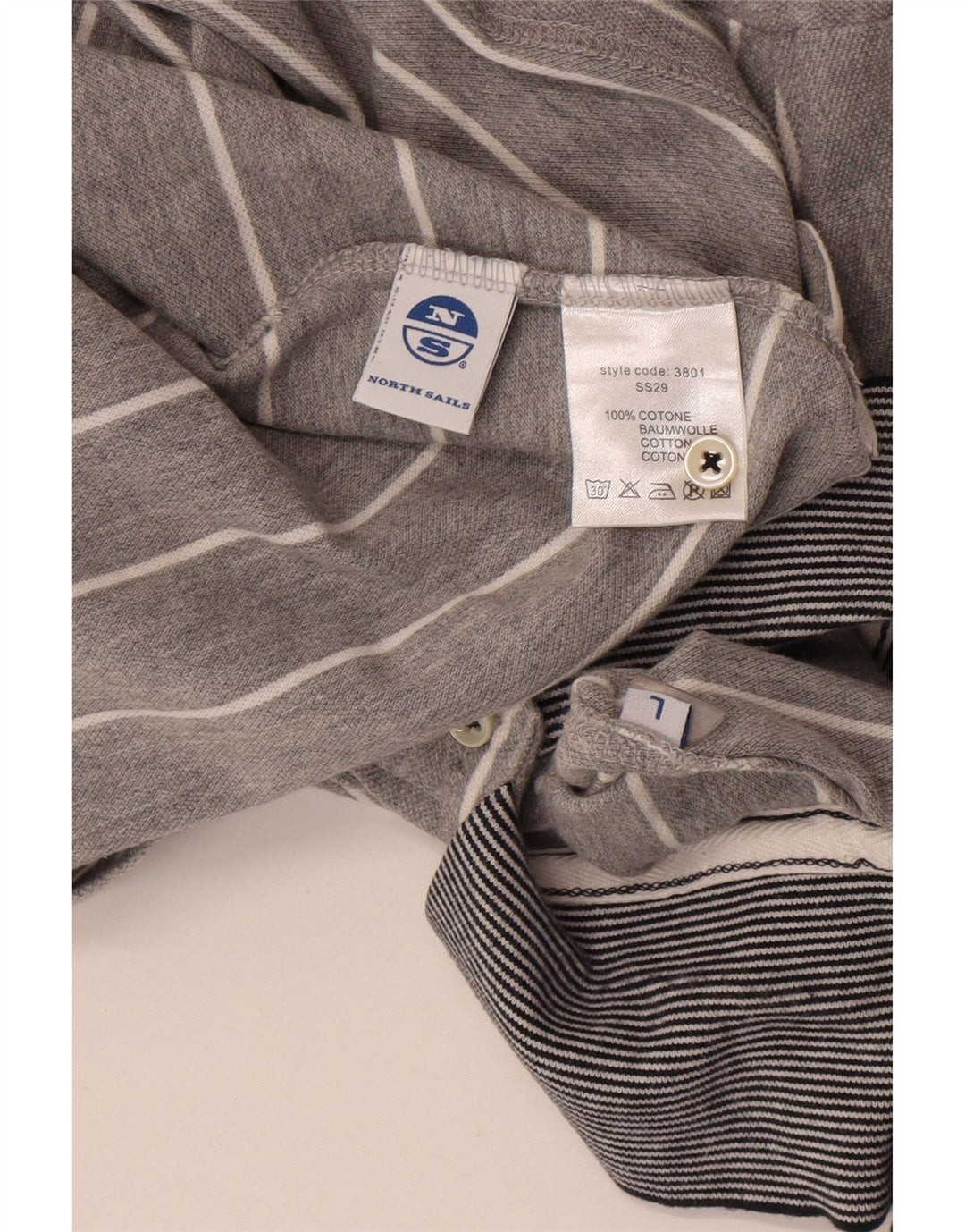 Polo da uomo North Sails grande in cotone a righe grigie