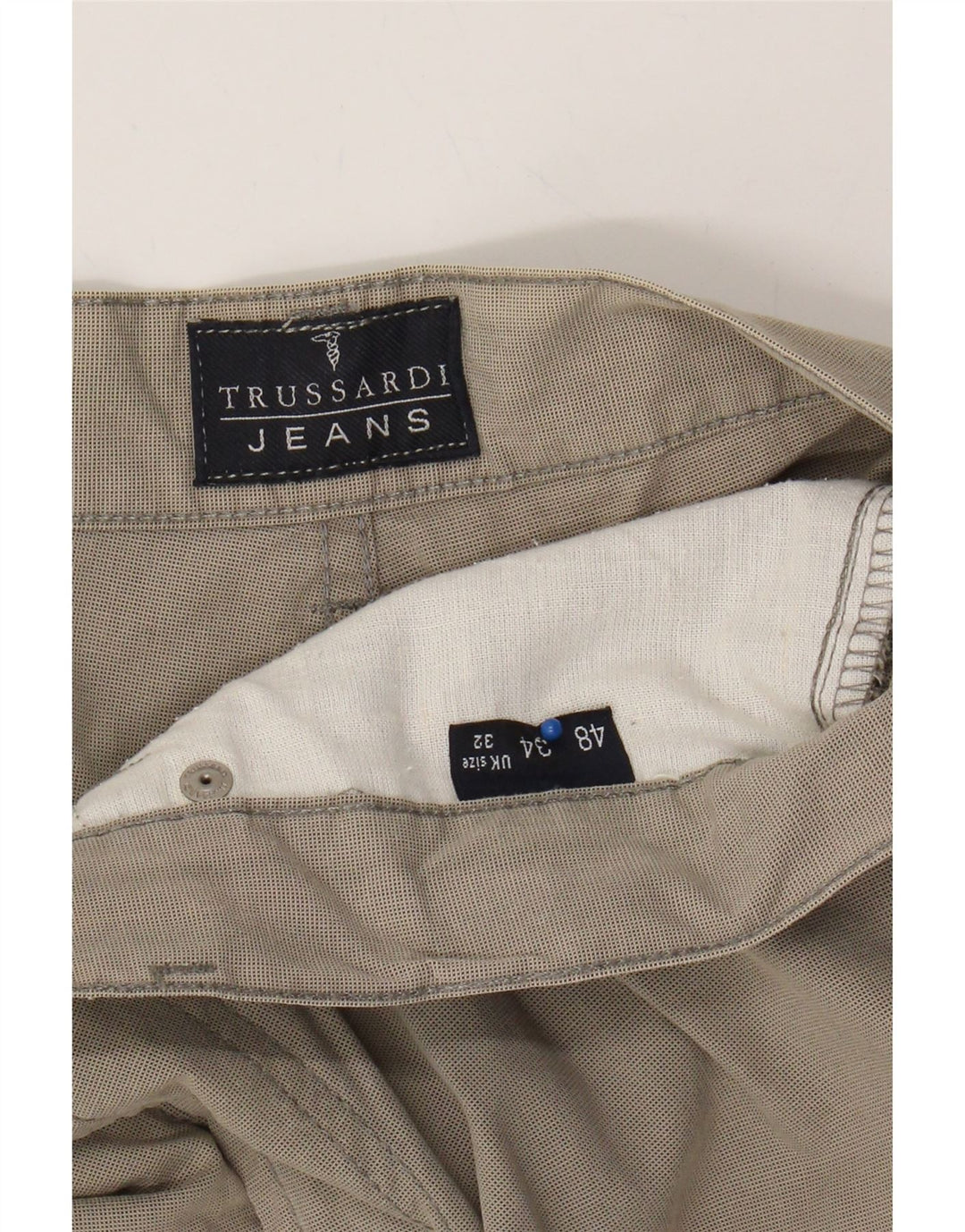 TRUSSARDI Mens Straight Casual Trousers W32 L27 Grey Vintage Trussardi and Second-Hand Trussardi from Messina Hembry 