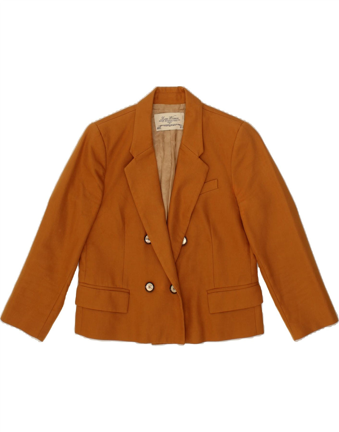 ZARA Womens Crop Double Breasted Blazer Jacket UK 10 Small Brown Vintage Zara and Second-Hand Zara from Messina Hembry 