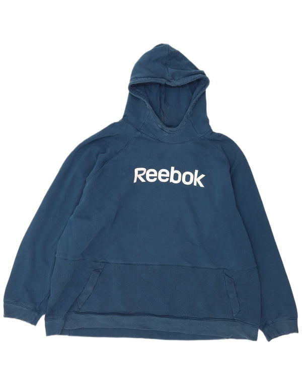 Felpa con cappuccio grafica da uomo Reebok 4XL in cotone blu
