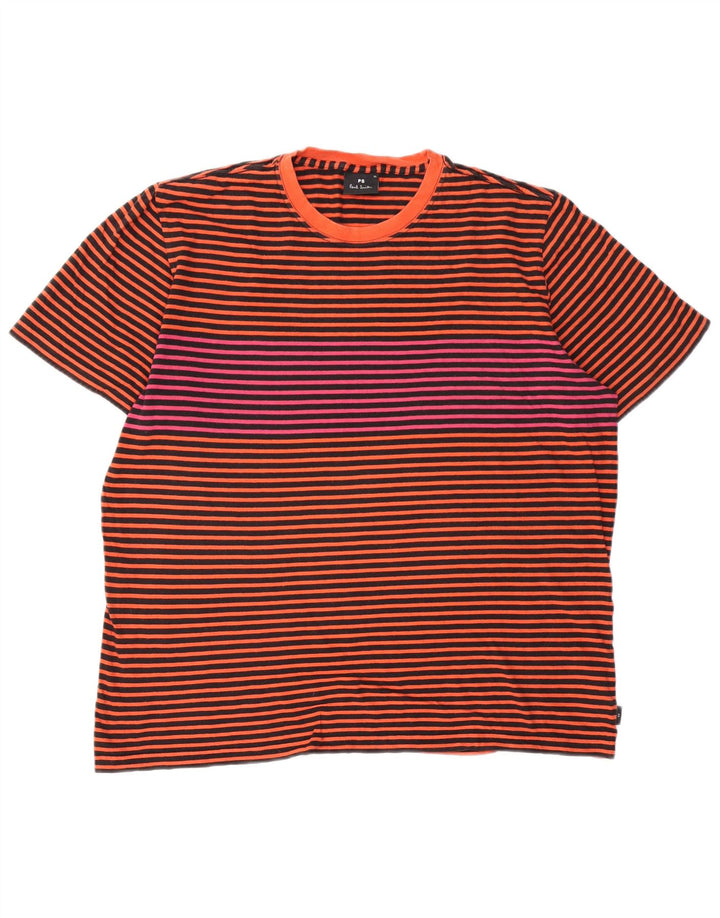 T-shirt da uomo Paul Smith Top XL in cotone a righe arancioni