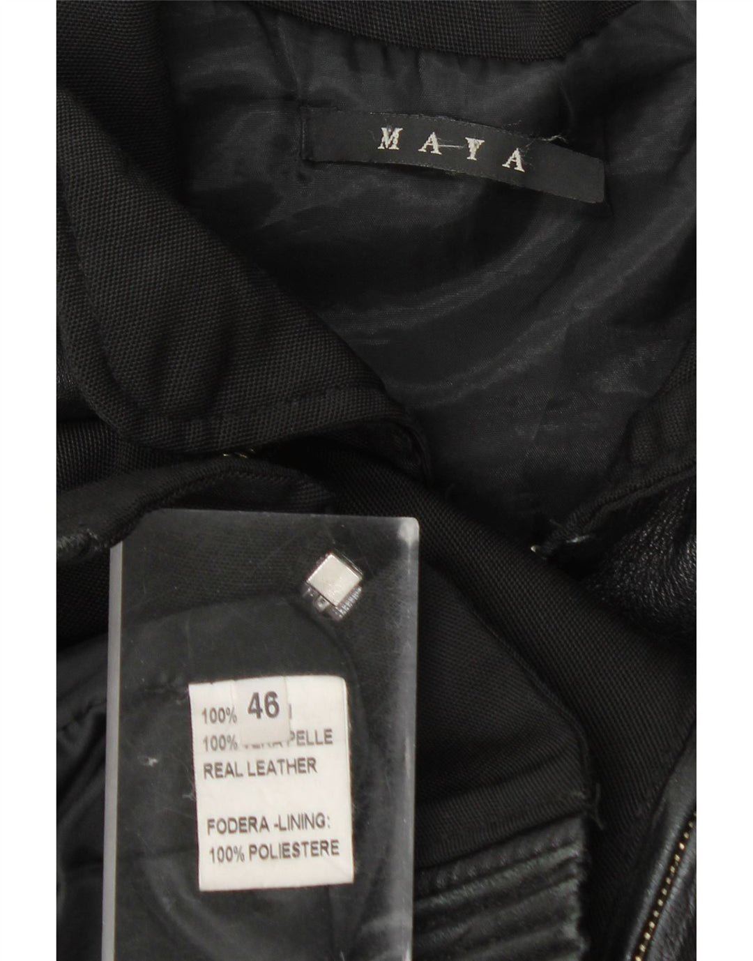 Giubbotto bomber vintage da donna IT 46 grande in pelle nera