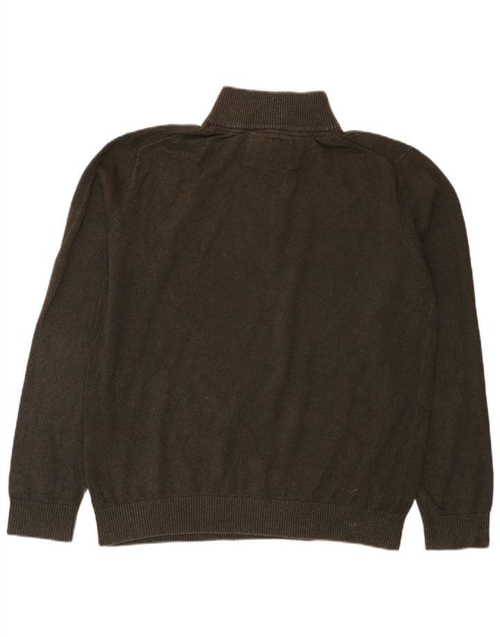 Joules Maglione da uomo con zip e collo grande in cotone verde